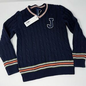 Janie and Jack Varsity J Sweater Size 4T NWT Navy Blue